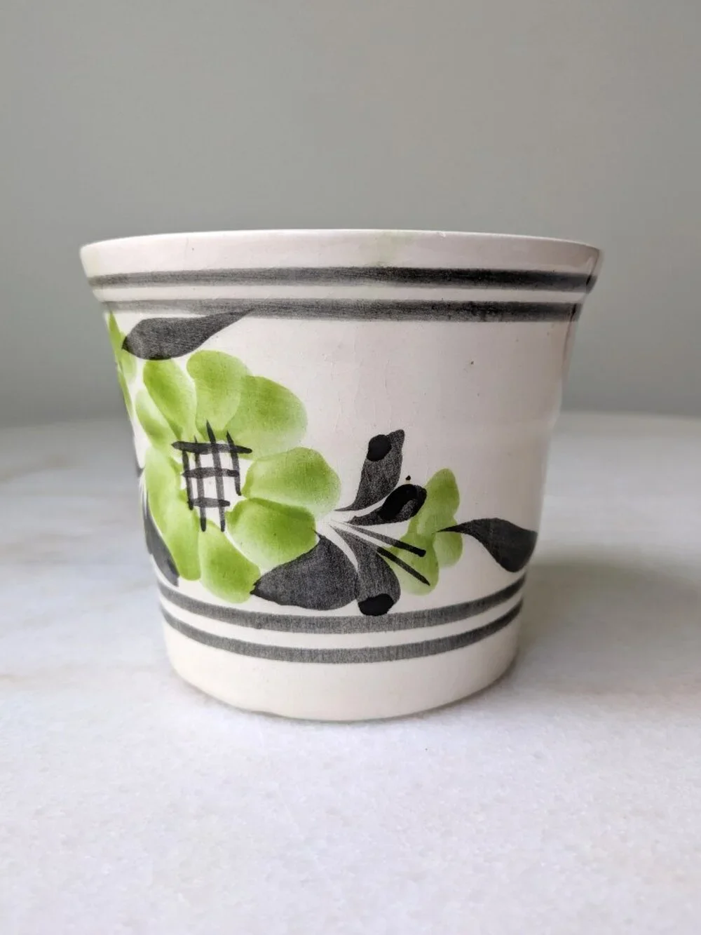 Vintage Handpainted Mexican Pottery Cachepot Planter - Picture 2 of 5